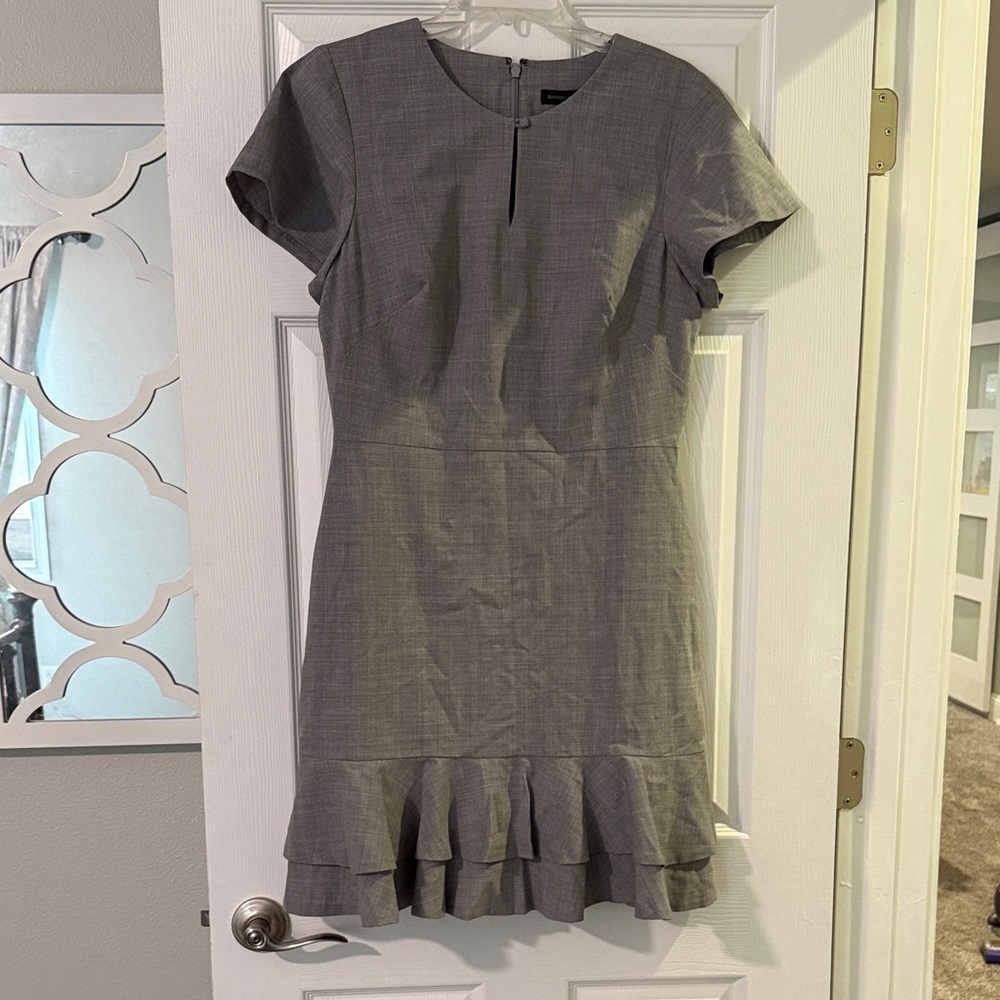 Elegant Gray Ruffle Hem Dress